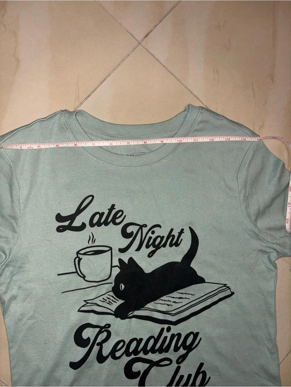 Mighty Fine Sage Green 'Late Night Reading Club' Cat Graphic Tee